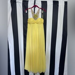 Adrianna Papell Yellow Backless Dress